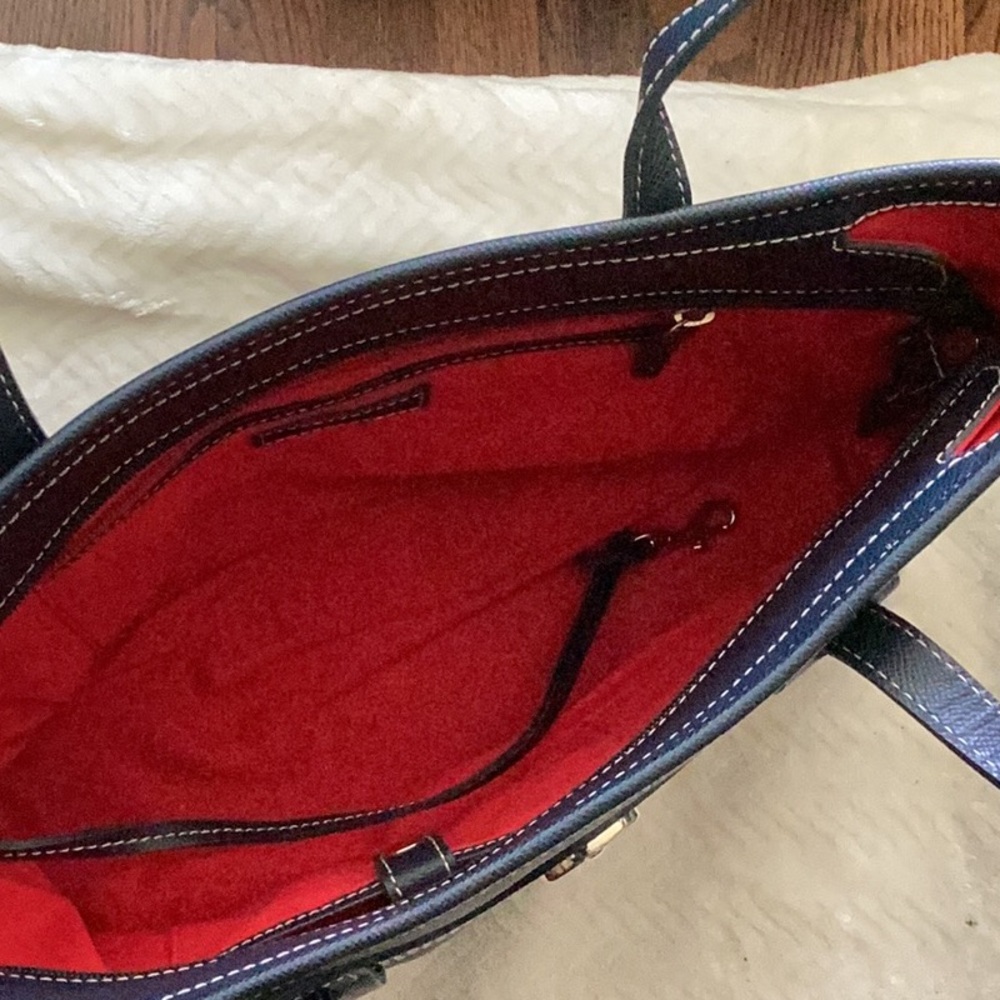 Dooney & Bourke Navy Leather Tote Bag - Picture 5 of 8